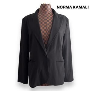 Norma Kamali Stretch Blazer Black Size 16 Tuxedo Jacket Coat Academia Preppy